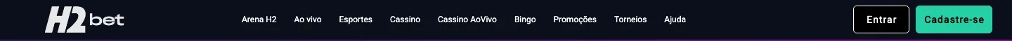 Topo do site h2.bet.br com o menu e os botões Entrar e Cadastre-se